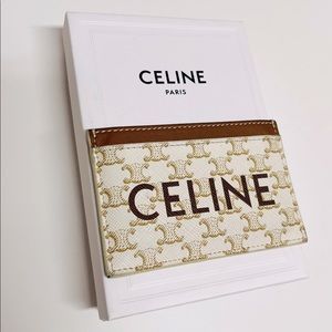 CELINE CARD HOLDER TRIOMPHE CANVAS WHITE